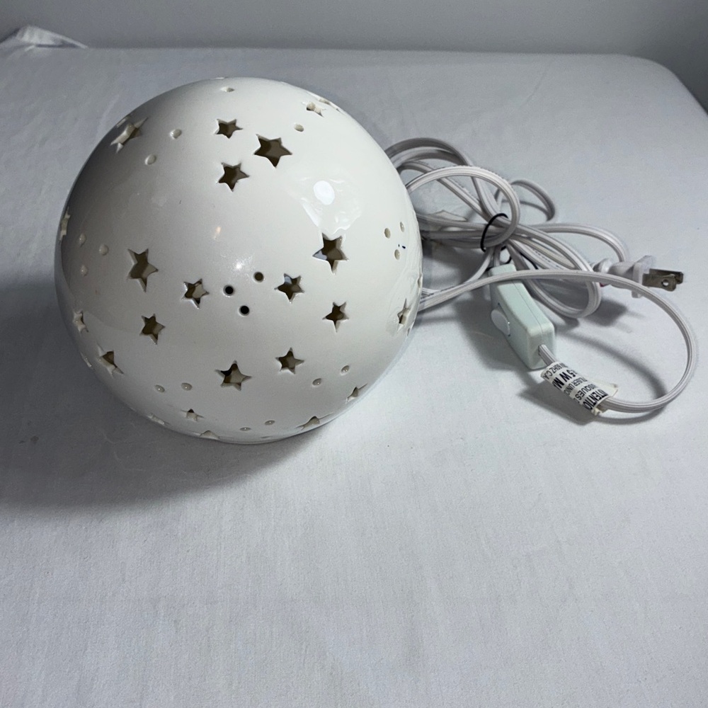 Starry Night Light Ceramic White Globe Lamp - Picture 6 of 11